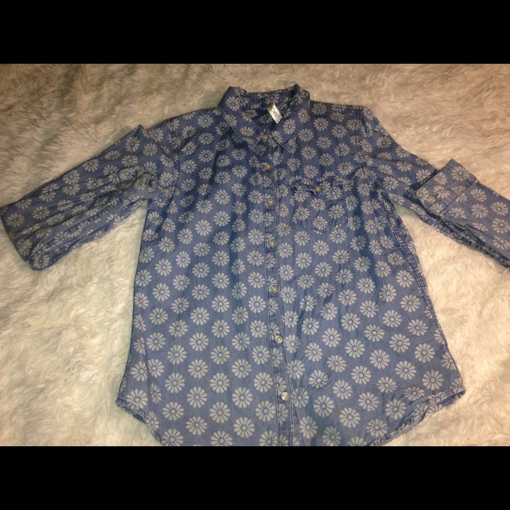 Blue denim button up Blouse